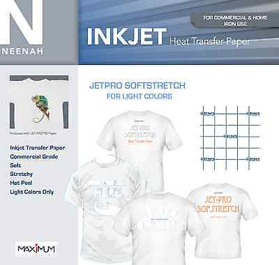 Iron on Neenah Jet Pro Sofstretch Inkjet Heat Transfer Paper 5 Sheet Pack  Iron on Transfer Paper 8.5 X 11 